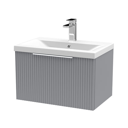 Hudson Reed Fluted Wall Hung Single Drawer 600mm Vanity and Mid-Edge Ceramic Basin (1 size, 5 colours) - Brand New Bathrooms