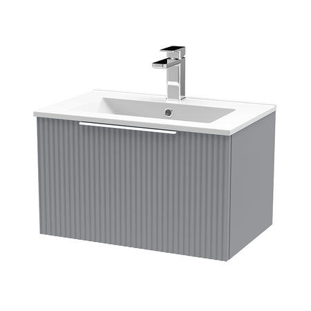 Hudson Reed Fluted Wall Hung Single Drawer 600mm Vanity and Minimalist Ceramic Basin (1 size, 5 colours) - Brand New Bathrooms