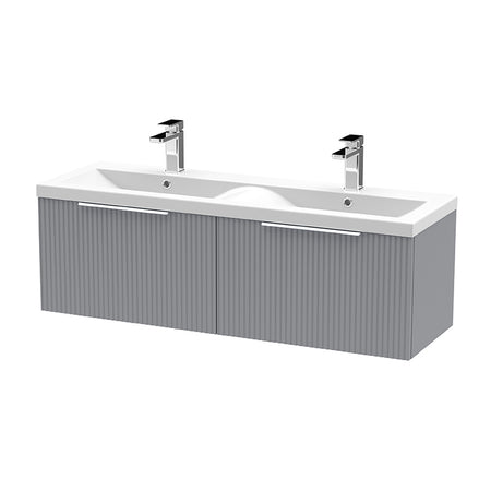 Hudson Reed Fluted Wall Hung Double Drawer 1200mm Vanity and Double Ceramic Basin (1 size, 5 colours) - Brand New Bathrooms