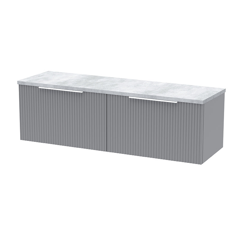 Hudson Reed Fluted Wall Hung Double Drawer 1200mm Vanity & Laminate Worktop (1 size, 5 colours) - Brand New Bathrooms
