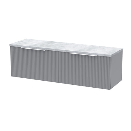 Hudson Reed Fluted Wall Hung Double Drawer 1200mm Vanity & Laminate Worktop (1 size, 5 colours) - Brand New Bathrooms