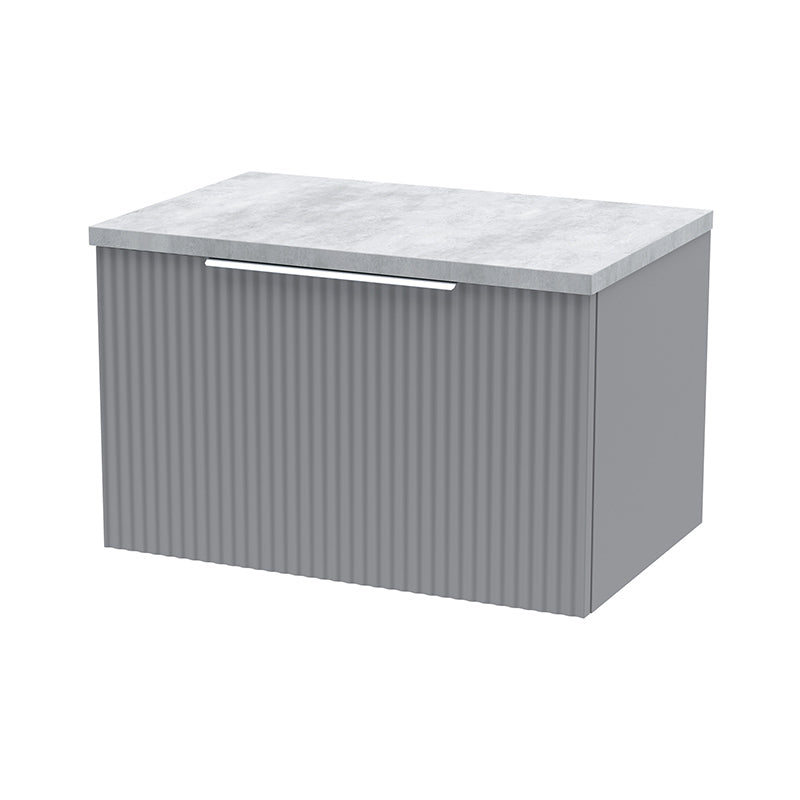 Hudson Reed Fluted Wall Hung Single Drawer 600mm Vanity and Laminate Top (1 size, 5 colours) - Brand New Bathrooms