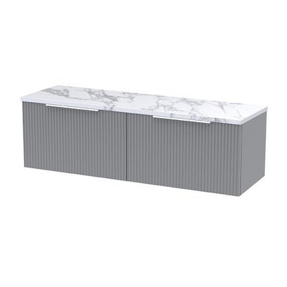 Hudson Reed Fluted Wall Hung Double Drawer 1200mm Vanity & Laminate Worktop (1 size, 5 colours) - Brand New Bathrooms