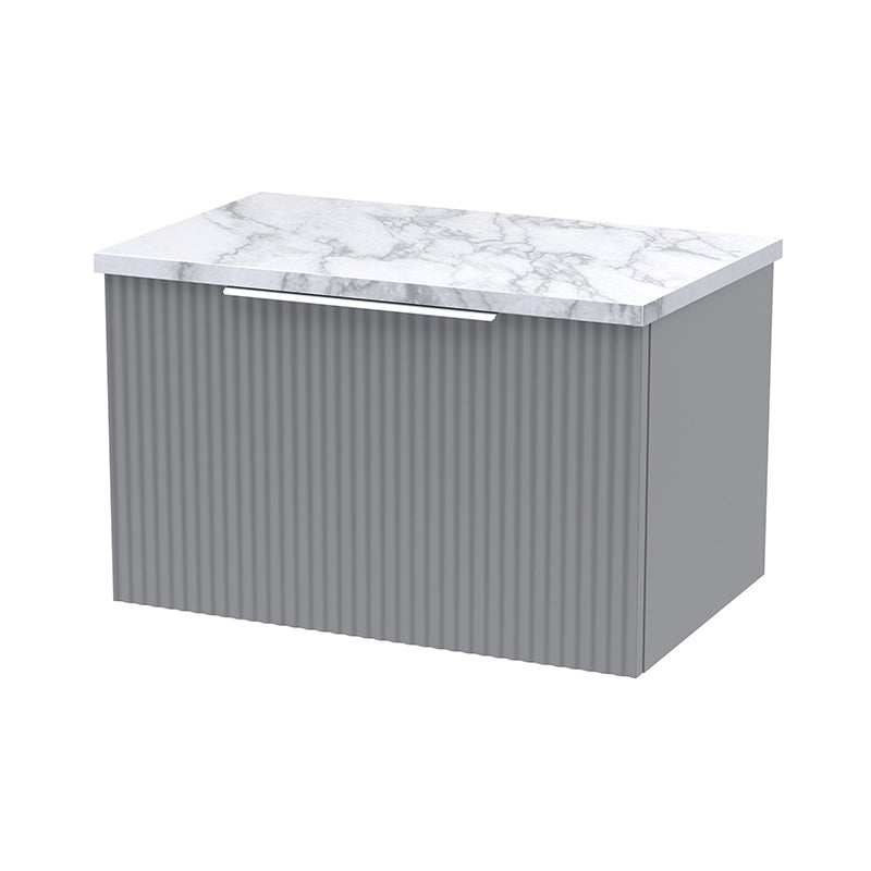 Hudson Reed Fluted Wall Hung Single Drawer 600mm Vanity & Laminate Worktop (1 size, 5 colours) - Brand New Bathrooms