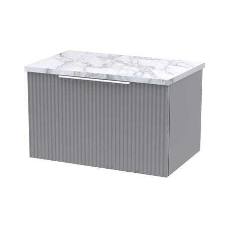 Hudson Reed Fluted Wall Hung Single Drawer 600mm Vanity & Laminate Worktop (1 size, 5 colours) - Brand New Bathrooms
