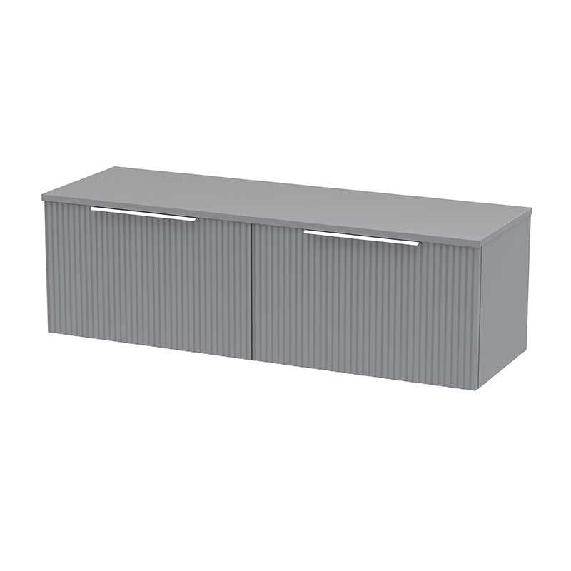 Hudson Reed Fluted Wall Hung Double Drawer 1200mm Vanity and Matching Worktop (1 size, 5 colours) - Brand New Bathrooms