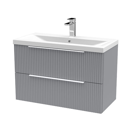 Hudson Reed Fluted Wall Hung Double Drawer 800mm Vanity and Mid-Edge Ceramic Basin (1 size, 5 colours) - Brand New Bathrooms