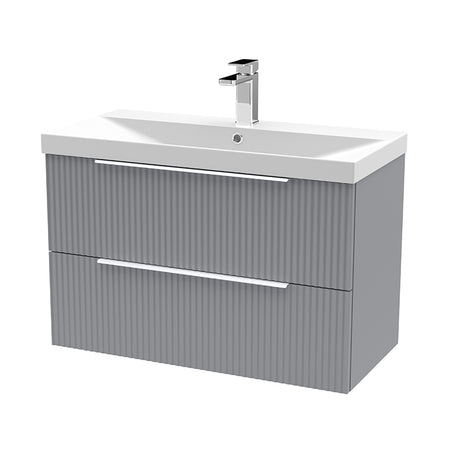 Hudson Reed Fluted Wall Hung Double Drawer 800mm Vanity and Thin-Edge Ceramic Basin (1 size, 5 colours) - Brand New Bathrooms
