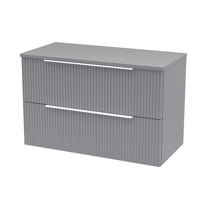 Hudson Reed Fluted Wall Hung Double Drawer 800mm Vanity and Matching Worktop (1 size, 5 colours) - Brand New Bathrooms