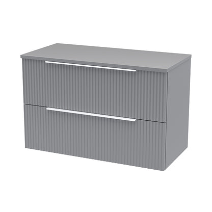 Hudson Reed Fluted Wall Hung Double Drawer 800mm Vanity and Matching Worktop (1 size, 5 colours) - Brand New Bathrooms