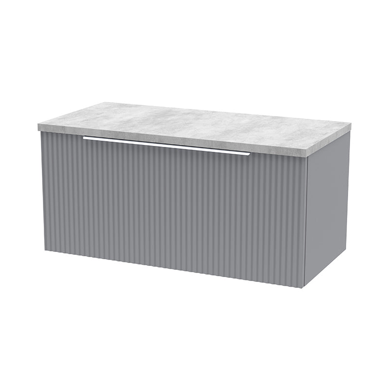 Hudson Reed Fluted Wall Hung Single Drawer 800mm Vanity and Laminate Top (1 size, 5 colours) - Brand New Bathrooms