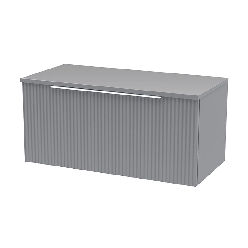 Hudson Reed Fluted Fluted Wall Hung Single Drawer 800mm Vanity & Matching Worktop (1 size, 5 colours) - Brand New Bathrooms