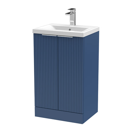 Hudson Reed Fluted Floor Standing Double Door 500mm Vanity and Mid-Edge Ceramic Basin (1 size, 5 colours) - Brand New Bathrooms