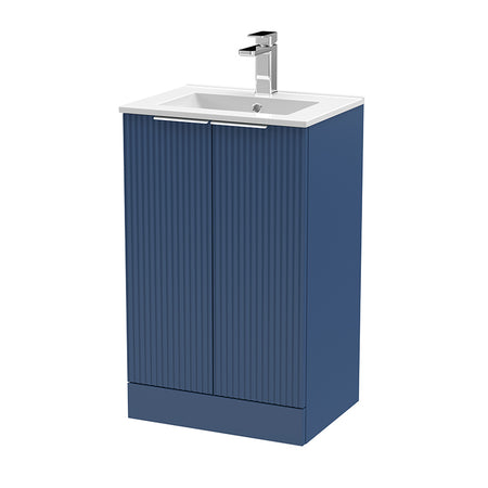 Hudson Reed Fluted Floor Standing Double Door 500mm Vanity and Minimalist Ceramic Basin (1 size, 5 colours) - Brand New Bathrooms