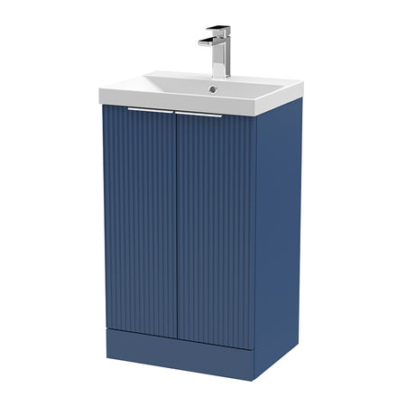 Hudson Reed Fluted Floor Standing Double Door 500mm Vanity and Thin-Edge Ceramic Basin (1 size, 5 colours) - Brand New Bathrooms