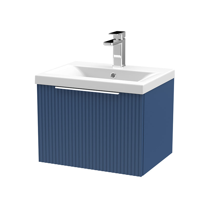 Hudson Reed Fluted Wall Hung Single Drawer 500mm Vanity and Mid-Edge Basin (1 size, 5 colours) - Brand New Bathrooms