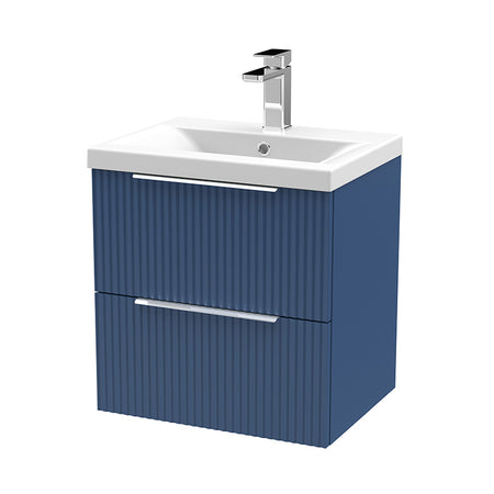 Hudson Reed Fluted Wall Hung Double Drawer 500mm Vanity Unit &Mid-Edge Ceramic Basin (1 size, 5 colours) - Brand New Bathrooms