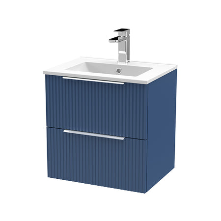 Hudson Reed Fluted Wall Hung Double Drawer 500mm Vanity & Minimalist Ceramic Basin (1 size, 5 colours) - Brand New Bathrooms
