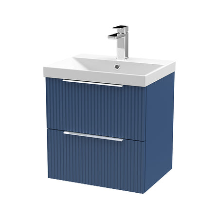 Hudson Reed Fluted Wall Hung Double Drawer 500mm Vanity & Thin-Edge Ceramic Basin (1 size, 5 colours) - Brand New Bathrooms
