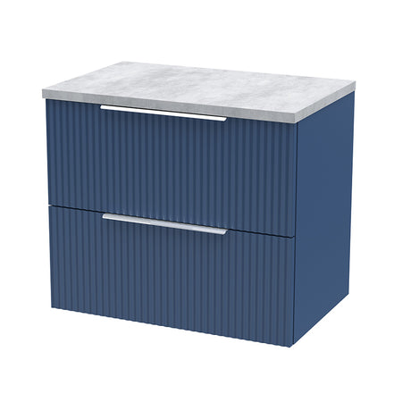 Hudson Reed Fluted Wall Hung Double Drawer 600mm Vanity and Laminate Top (1 size, 5 colours) - Brand New Bathrooms