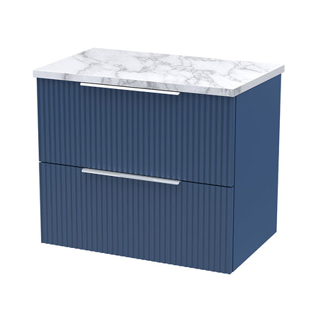 Hudson Reed Fluted Wall Hung Double Drawer 600mm Vanity & Laminate Worktop (1 size, 5 colours) - Brand New Bathrooms