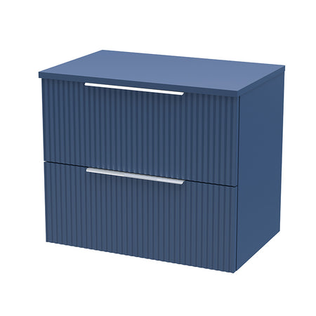 Hudson Reed Fluted Wall Hung Double Drawer 600mm Vanity and Matching Worktop (1 size, 5 colours) - Brand New Bathrooms