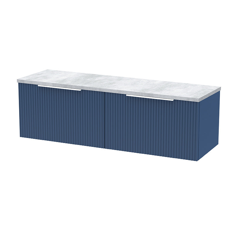 Hudson Reed Fluted Wall Hung Double Drawer 1200mm Vanity & Laminate Worktop (1 size, 5 colours) - Brand New Bathrooms