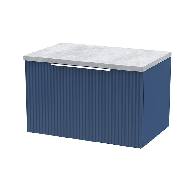 Hudson Reed Fluted Wall Hung Single Drawer 600mm Vanity and Laminate Top (1 size, 5 colours) - Brand New Bathrooms
