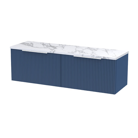 Hudson Reed Fluted Wall Hung Double Drawer 1200mm Vanity & Laminate Worktop (1 size, 5 colours) - Brand New Bathrooms