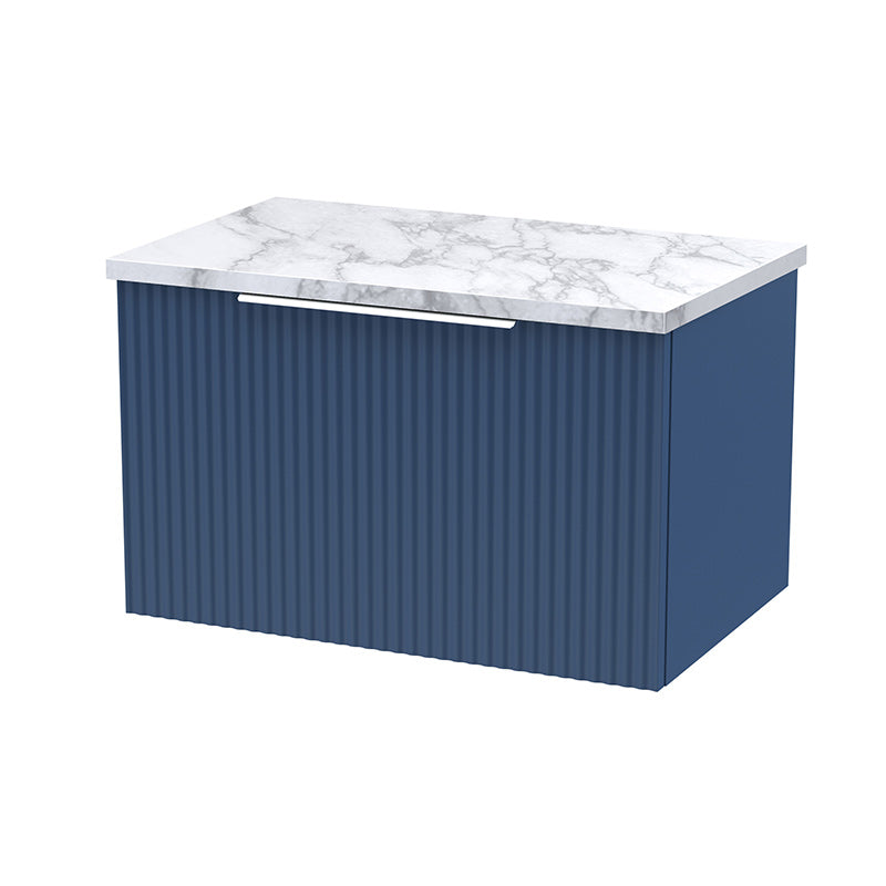 Hudson Reed Fluted Wall Hung Single Drawer 600mm Vanity & Laminate Worktop (1 size, 5 colours) - Brand New Bathrooms