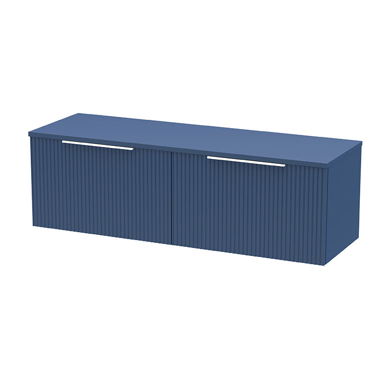 Hudson Reed Fluted Wall Hung Double Drawer 1200mm Vanity and Matching Worktop (1 size, 5 colours) - Brand New Bathrooms
