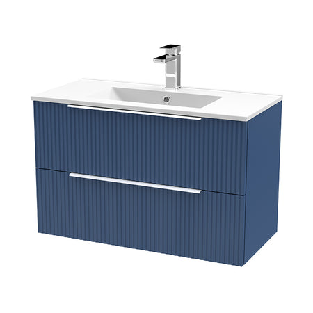 Hudson Reed Fluted Wall Hung Double Drawer 800mm Vanity and Minimalist Ceramic Basin (1 size, 5 colours) - Brand New Bathrooms
