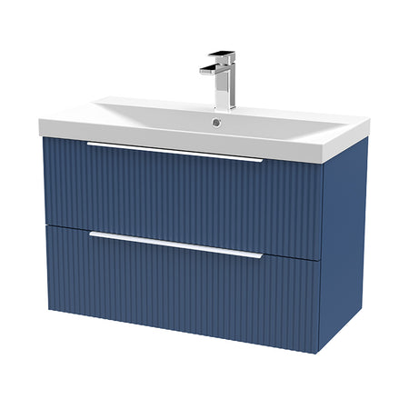 Hudson Reed Fluted Wall Hung Double Drawer 800mm Vanity and Thin-Edge Ceramic Basin (1 size, 5 colours) - Brand New Bathrooms