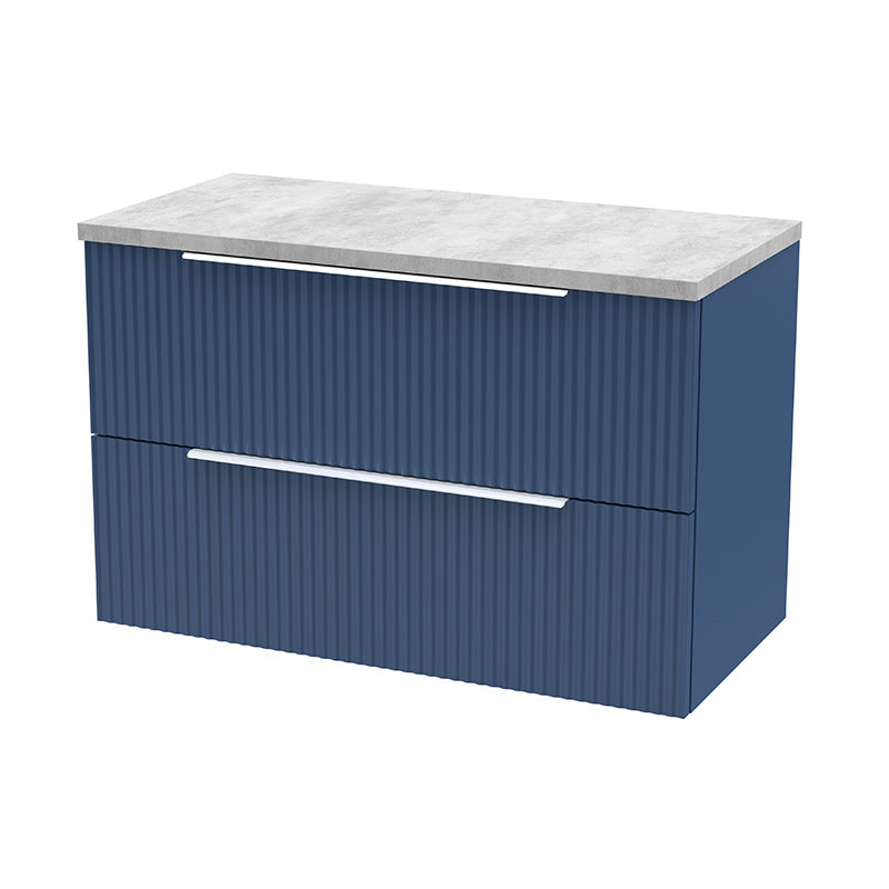 Hudson Reed Fluted Wall Hung Double Drawer 800mm Vanity and Laminate Top (1 size, 5 colours) - Brand New Bathrooms