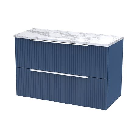 Hudson Reed Fluted Wall Hung Double Drawer 800mm Vanity & Laminate Worktop (1 size, 5 colours) - Brand New Bathrooms