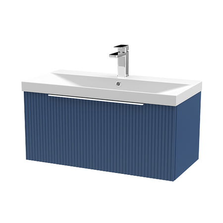 Hudson Reed Fluted Wall Hung Single Drawer 800mm Vanity and Thin-Edge Ceramic Basin (1 size, 5 colours) - Brand New Bathrooms