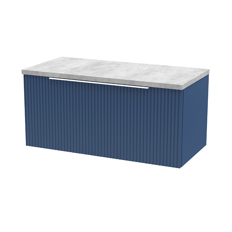 Hudson Reed Fluted Wall Hung Single Drawer 800mm Vanity and Laminate Top (1 size, 5 colours) - Brand New Bathrooms