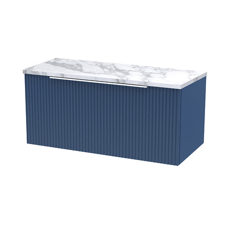 Hudson Reed Fluted Wall Hung Single Drawer 800mm Vanity & Laminate Worktop (1 size, 5 colours) - Brand New Bathrooms