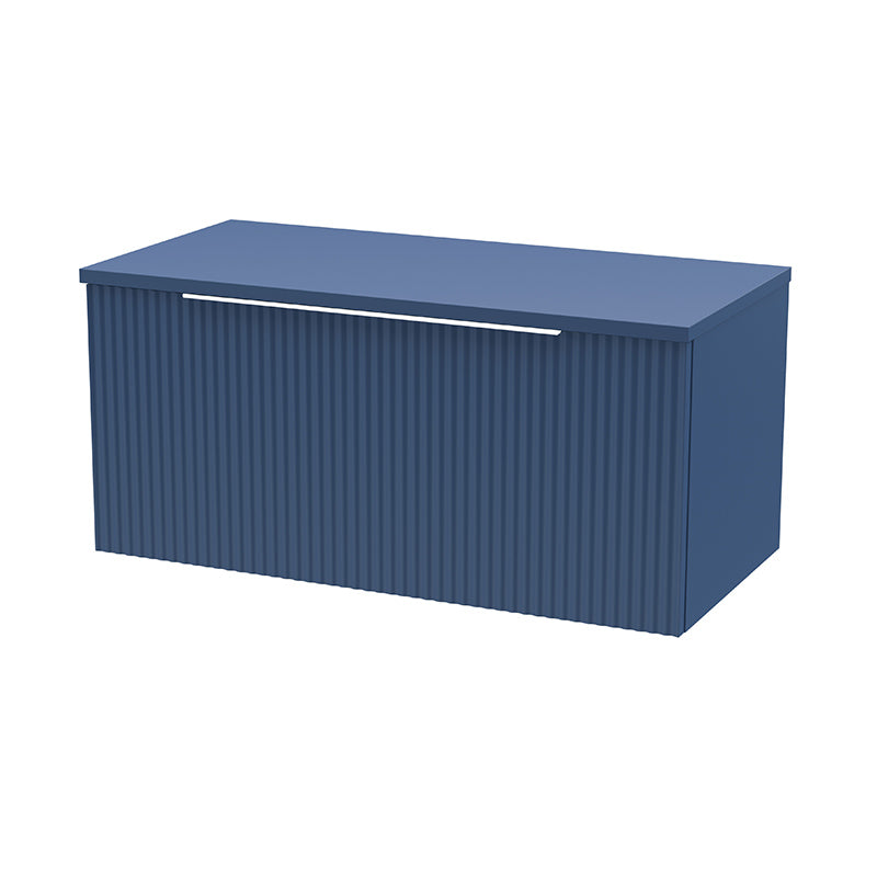 Hudson Reed Fluted Fluted Wall Hung Single Drawer 800mm Vanity & Matching Worktop (1 size, 5 colours) - Brand New Bathrooms