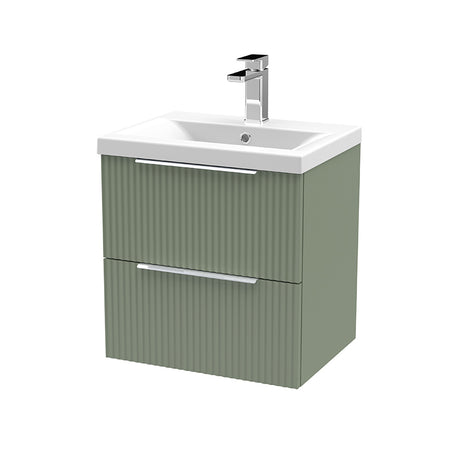Hudson Reed Fluted Wall Hung Double Drawer 500mm Vanity Unit &Mid-Edge Ceramic Basin (1 size, 5 colours) - Brand New Bathrooms
