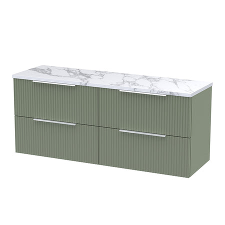 Hudson Reed Fluted Wall Hung Four Drawer 1200mm Vanity & Laminate Worktop (1 size, 5 colours) - Brand New Bathrooms