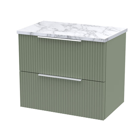 Hudson Reed Fluted Wall Hung Double Drawer 600mm Vanity & Laminate Worktop (1 size, 5 colours) - Brand New Bathrooms