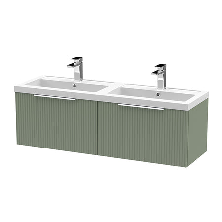 Hudson Reed Fluted Wall Hung Double Drawer 1200mm Vanity and Double Polymarble Basin (1 size, 5 colours) - Brand New Bathrooms
