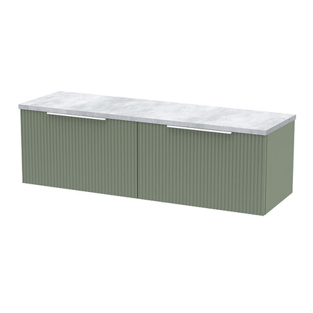 Hudson Reed Fluted Wall Hung Double Drawer 1200mm Vanity & Laminate Worktop (1 size, 5 colours) - Brand New Bathrooms