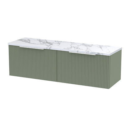 Hudson Reed Fluted Wall Hung Double Drawer 1200mm Vanity & Laminate Worktop (1 size, 5 colours) - Brand New Bathrooms