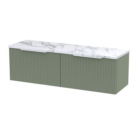 Hudson Reed Fluted Wall Hung Double Drawer 1200mm Vanity & Laminate Worktop (1 size, 5 colours) - Brand New Bathrooms