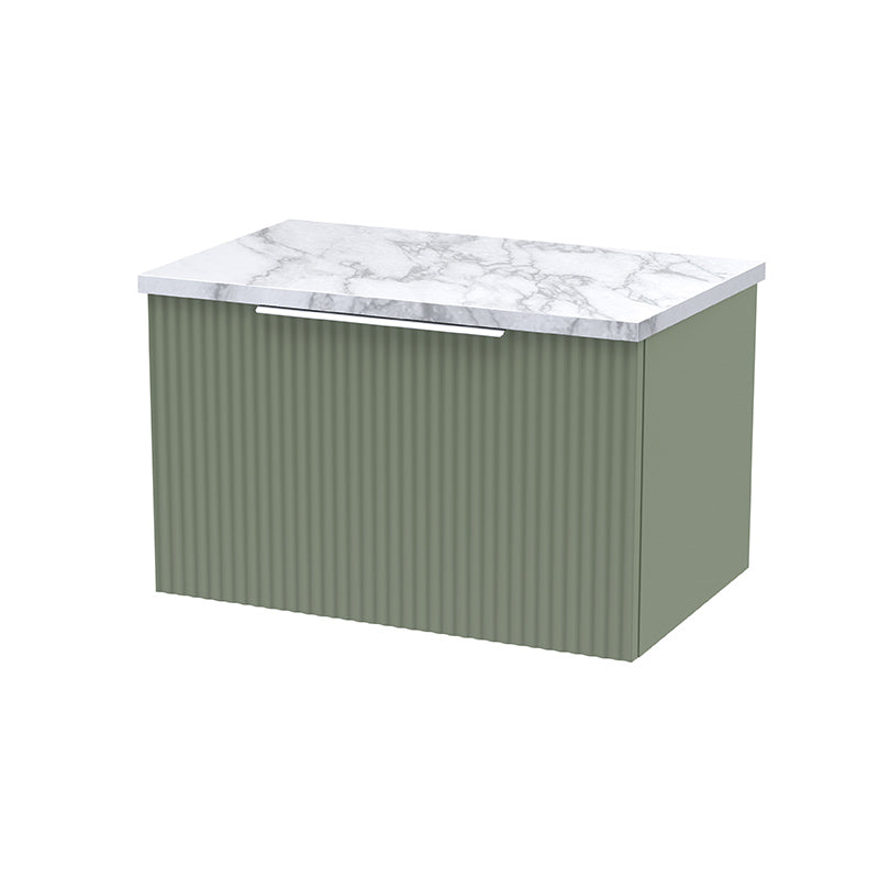 Hudson Reed Fluted Wall Hung Single Drawer 600mm Vanity & Laminate Worktop (1 size, 5 colours) - Brand New Bathrooms