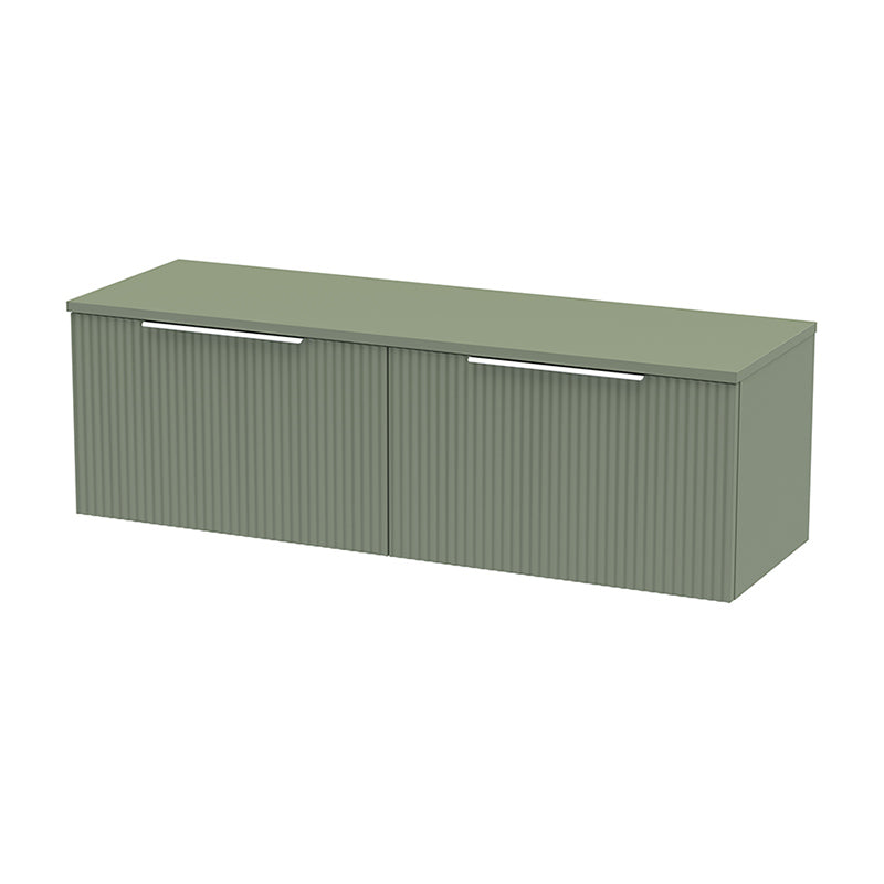 Hudson Reed Fluted Wall Hung Double Drawer 1200mm Vanity and Matching Worktop (1 size, 5 colours) - Brand New Bathrooms