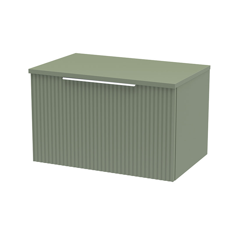 Hudson Reed Fluted Wall Hung Single Drawer 600mm Vanity and Matching Worktop (1 size, 5 colours) - Brand New Bathrooms