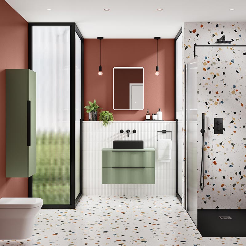 Hudson Reed Fluted Wall Mounted Single Door 1200mm Tall Boy Cabinet (1 size,5 colours) - Brand New Bathrooms
